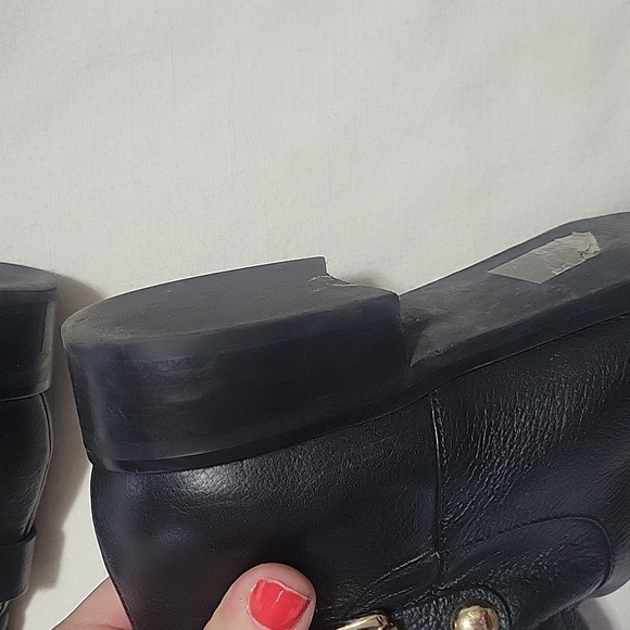 Michael Kors Studded Black Leather Tall Equestrian Boots - Size 8.5 - Picture 2 of 9